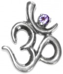 Om (Aum) Pendant - Sterling Silver with Amethyst