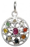 Navaratna Pendant - Silver