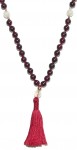 Kriya Mala - Garnet with Moonstone Counters and Red Tassel
