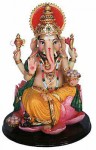 Ganesha on Lotus - Painted Resin