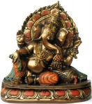 Ganesha Reclining - Painted Bronze Resin